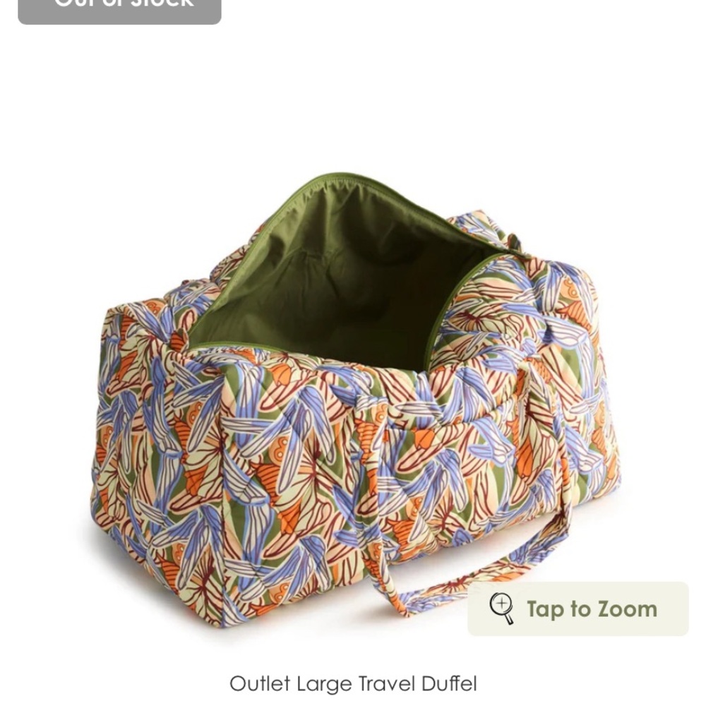 Large Floral Print large Travel Duffel Bag - Green Lining Vera Bradley new